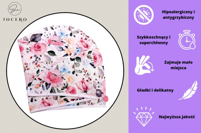 Turban do włosów z wiskozy bambusowej RÓŻE - obrazek 3