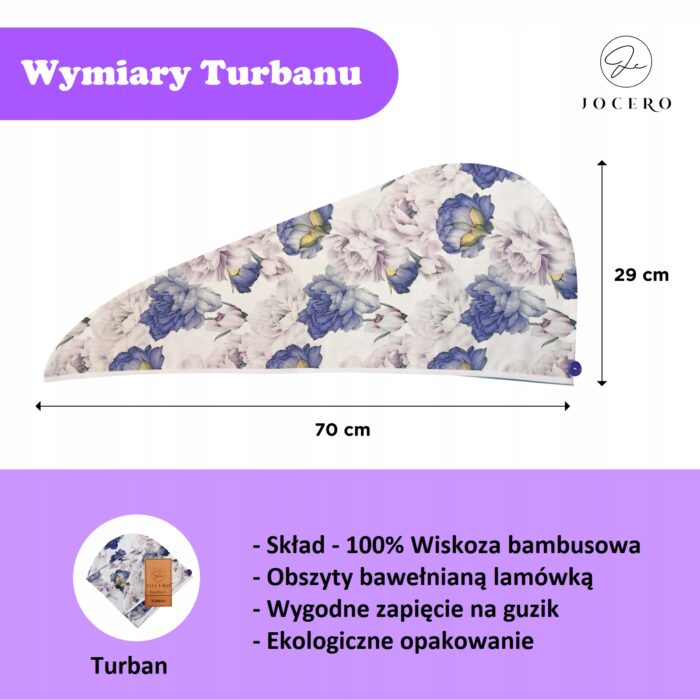 Turban do włosów z wiskozy bambusowej PEONIE - obrazek 2