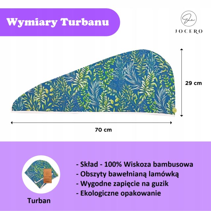 Turban do włosów z wiskozy bambusowej LIŚCIE - obrazek 2